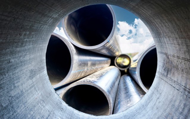 Pipes viewed through a pipe