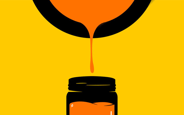 Illustration of fat poured into a jar