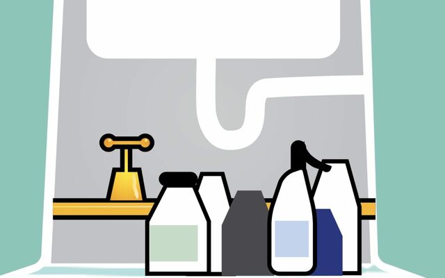 Illustration of a stop tap in a cupboard under a sink