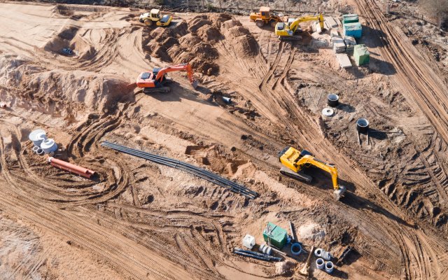 Diggers on a construction site