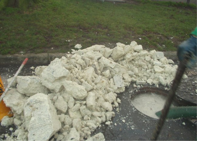 A pile of broken up fatbergs taken from a sewer