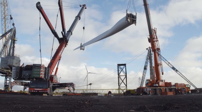 Large cranes on a construction site