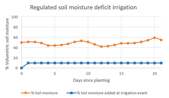 Graph showing regulated soil moisture deficit irrigation